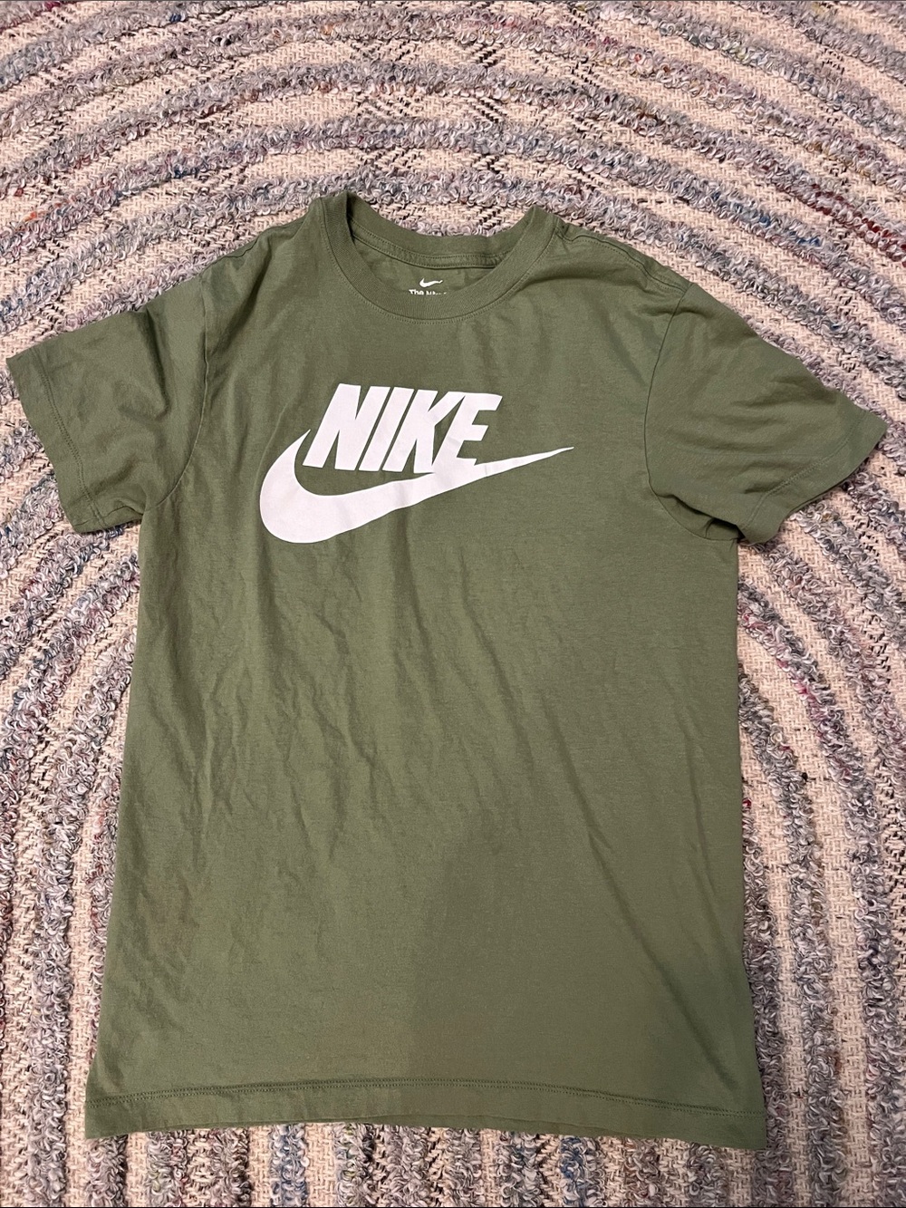 Nike Olive Green Short Sleeve Tee with White Logo